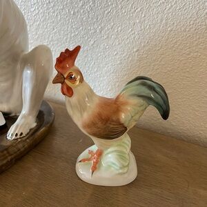 Herend Ceramic Rooster with Red and Green Accents